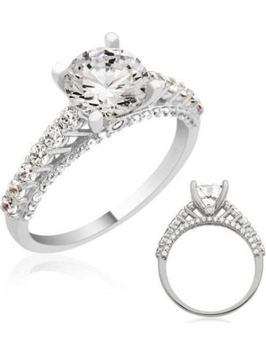 Tek Taş  925 Ayar Gümüş Kadın Yüzük