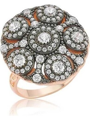 Rose Elmas Montur 925 Ayar Gümüş Kadın Yüzük