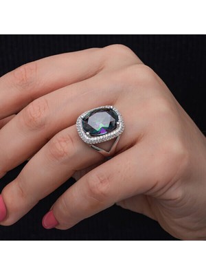 Mistik Taşlı  925 Ayar Gümüş Kadın Yüzük