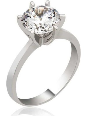 Tek Taş  925 Ayar Gümüş Kadın Yüzük