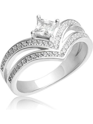 Tek Taş  925 Ayar Gümüş Kadın Yüzük