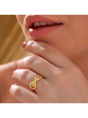 Sonsuzluk Gold  925 Ayar Gümüş Kadın Yüzük