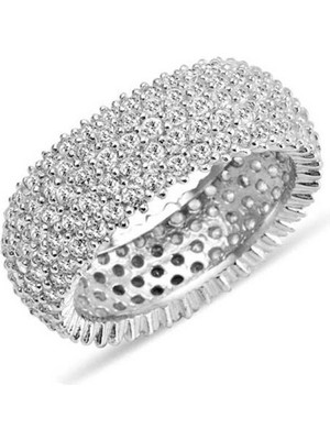 Beş Sıra Tam Tur Alyans 925 Ayar Gümüş Kadın Yüzük