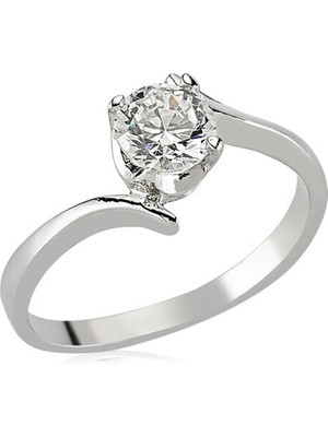 Tek Taş Zirkon Taşlı 925 Ayar Gümüş Kadın Yüzük