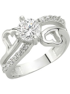 Tek Taş Zirkon Taşlı  925 Ayar Gümüş Kadın Yüzük