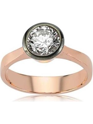 Rose Elmas Montur 925 Ayar Gümüş Kadın Yüzük