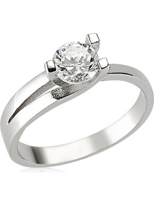 Tek Taş Zirkon Taşlı 925 Ayar Gümüş Kadın Yüzük