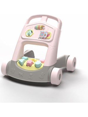 Uniqlion 2'si 1 Arada Yürüme Yardımcısı Ilk Adım Arabası ve Şekil Eşleştirme Oyuncağı , 10 Ay+