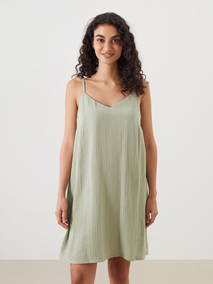 Lc Waikiki Yeni Sezon V Yaka Dokulu Askili Kadin Gecelik - S5KB18Z8