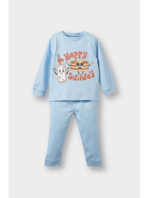 DeFacto Pijama Takımı Baskılı Uzun Kollu Üst Uzun Alt Erkek Bebek F0547A525AU