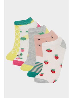 DeFacto Meyve Baskılı 5'li Pamuklu Patik Çorap Kız Çocuk F7117A8NS