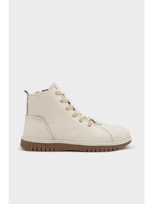 Hakiki Deri Fermuarlı Lastik Bağcıklı Kadın Bot