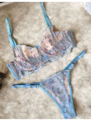 Kadın Çiçek Desenli Bralet Takım