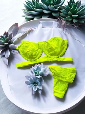 Kadın Dantelli Tanga Külotlu Takım