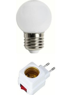Açma Kapama Anahtarlı Duy Fişli + 1W Tasarruflu Renkli E27 LED Gece Lambası