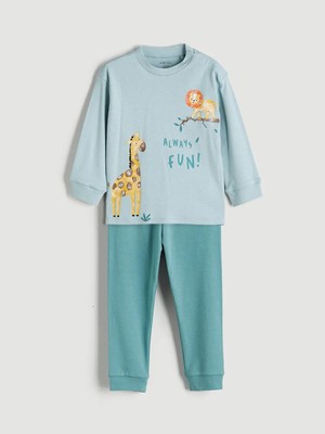 Lc  Baskılı Erkek Bebek Tişört ve Pantolon 2'li  (W5)