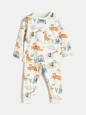 Lcw  Bisiklet Yaka Baskılı Erkek Bebek Pijama Takım  (W5)