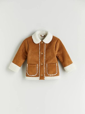 LC Waikiki Lcw Gömlek Yaka Süet Kız Çocuk Mont (W5) Düz Desenli 4 - 5 Yaş Günlük Kullanım İçin