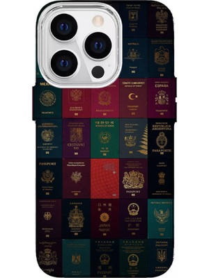 IPHONE 14 Pro Max Uyumlu Özel Pasaportlar Tasarımlı Lüks Silikon Kılıf