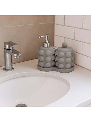 Beton Grisi Buble Sıvı Sabunluk Set