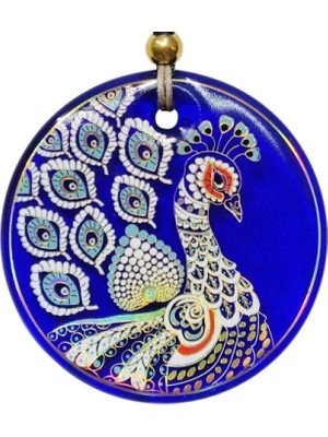 Tavus Kuşu Şekilli Yaldızlı Duvar Süsü Cam Hediyelik Dekor