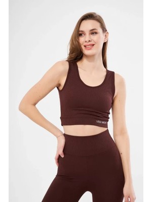 Runiquehome Fitilli Baskılı Crop - Bordo