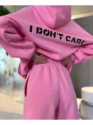 Runiquehome Nakış Işlemeli Üç Iplik Sweat Takım- Pembe