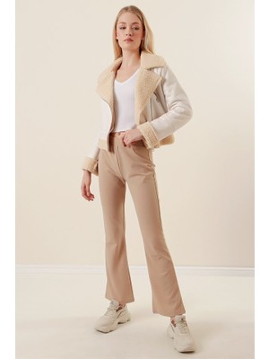 Runiquehome 10220 Ispanyol Paça Pantolon - Bej