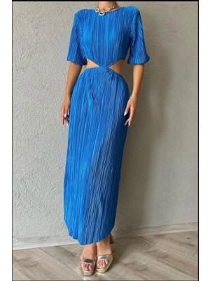 Runiquehome Mavi Piliseli Elbise