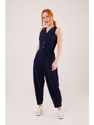 Runiquehome Havuç Kesim Lacivert Pantolon