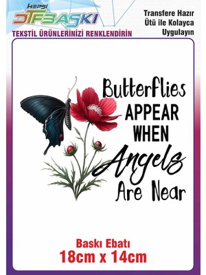 F17 Ajans Kelebek Ütü ile Yapışan Kumaş Tekstil Tişört Dtf Baskı 18 x 14 cm Yüksek Kalite Görsel