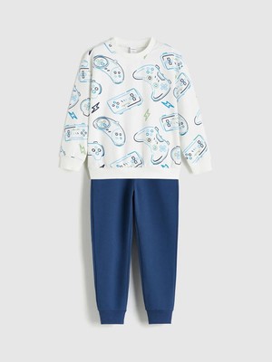 Lcw  Baskılı Erkek Çocuk Sweatshirt ve Eşofman Alt 2'li  (W5)