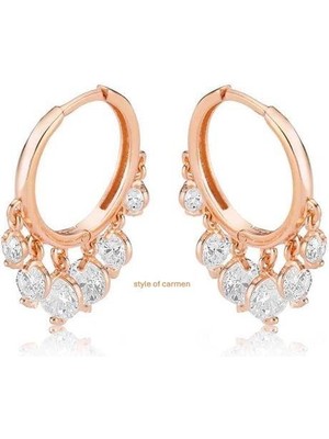 Rose Gold Shakira Zirkon  Halka Çelik  Küpe