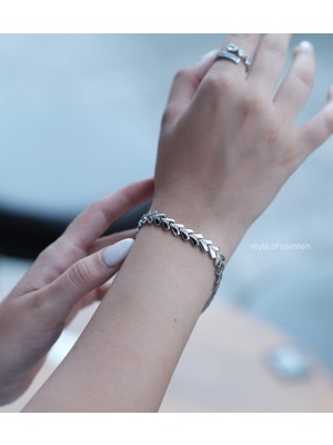 Gümüş V Model Su Yolu Xupıng Bileklik