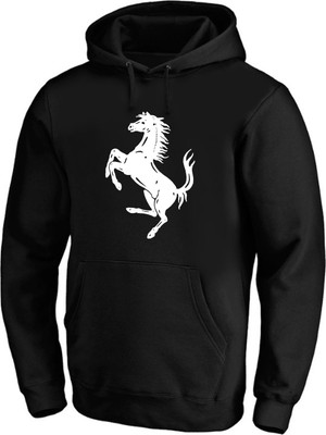 Şahlanan At Baskılı Pamuklu 3 Iplik Şardonlu Sweatshirt
