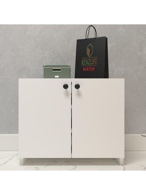 Kenzlife Kapaklı Ayakkabılık Bosnevi Mat Beyaz Suntalam 050*040*30 Altı Çift Ayakkabı Kapasitesi Arkalıksız