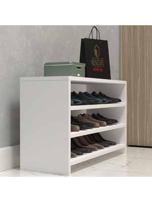 Kenzlife Ayakkabılık Konevi Mat Beyaz Suntalam 050*080*30 Oniki Çift Ayakkabı Kapasitesi Arkalıksız