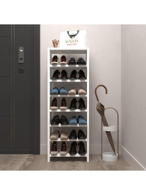 Kenzlife Ayakkabılık Mısri Mat Beyaz Suntalam 110*040*20 Ondört Çift Ayakkabı Kapasitesi Arkalıksız