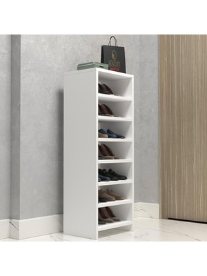 Kenzlife Ayakkabılık Konevi Mat Beyaz Suntalam 110*040*30 Ondört Çift Ayakkabı Kapasitesi Arkalıksız