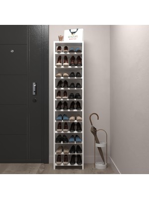 Kenzlife Ayakkabılık Mısri Mat Beyaz Suntalam 155*040*20 Yirmi Çift Ayakkabı Kapasitesi Arkalıksız