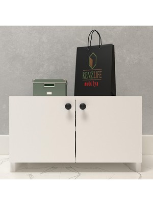 Kenzlife Kapaklı Ayakkabılık Bosnevi Mat Beyaz Suntalam 035*040*30 Dört Çift Ayakkabı Kapasitesi Arkalıksız