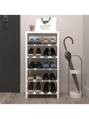 Kenzlife Ayakkabılık Mısri Mat Beyaz Suntalam 080*040*20 On Çift Ayakkabı Kapasitesi Arkalıksız