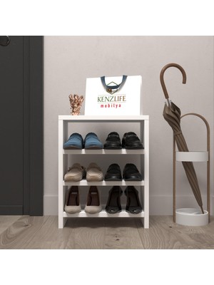 Kenzlife Ayakkabılık Mısri Mat Beyaz Suntalam 050*040*20 Altı Çift Ayakkabı Kapasitesi Arkalıksız