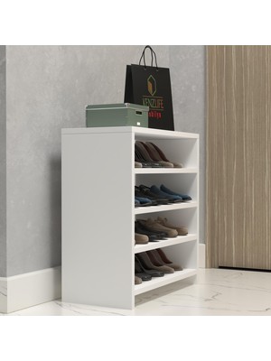 Kenzlife Ayakkabılık Konevi Mat Beyaz Suntalam 065*060*30 Oniki Çift Ayakkabı Kapasitesi Arkalıksız