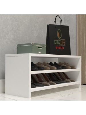 Kenzlife Ayakkabılık Konevi Mat Beyaz Suntalam 035*080*30 Sekiz Çift Ayakkabı Kapasitesi Arkalıksız