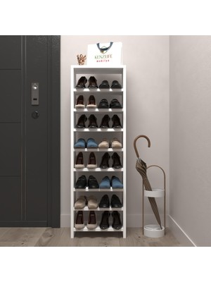 Kenzlife Ayakkabılık Mısri Mat Beyaz Suntalam 125*040*20 Onaltı Çift Ayakkabı Kapasitesi Arkalıksız