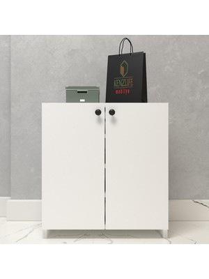 Kenzlife Kapaklı Ayakkabılık Bosnevi Mat Beyaz Suntalam 065*060*30 Oniki Çift Ayakkabı Kapasitesi Arkalıksız