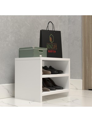 Kenzlife Ayakkabılık Konevi Mat Beyaz Suntalam 035*040*30 Dört Çift Ayakkabı Kapasitesi Arkalıksız