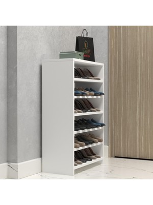 Kenzlife Ayakkabılık Konevi Mat Beyaz Suntalam 095*060*30 Onsekiz Çift Ayakkabı Kapasitesi Arkalıksız