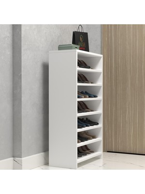 Kenzlife Ayakkabılık Konevi Mat Beyaz Suntalam 110*060*30 Yirmibir Çift Ayakkabı Kapasitesi Arkalıksız